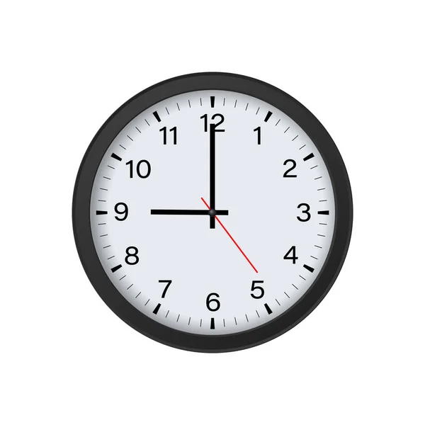 Círculo Reloj Negro Mockup Mostrando Punto Aislado Sobre Fondo Blanco — Vector de stock