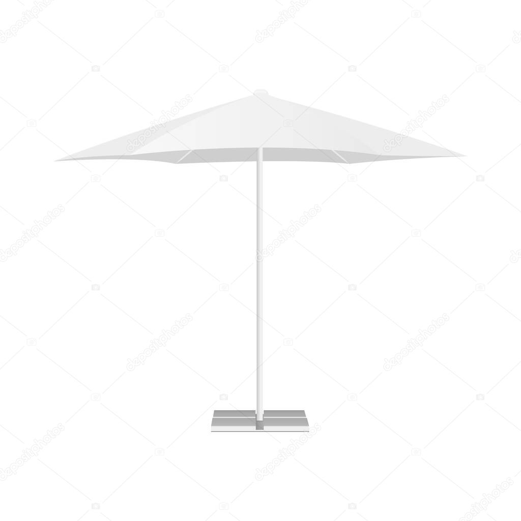 Patio Parasol Mockup Isolated on White Background, Front View. Vector Illustration