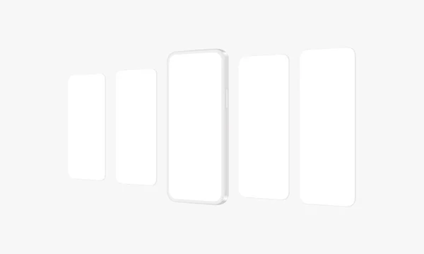 Clay Phone Mockup Com Telas Aplicativos Branco Vista Lateral Ilustração —  Vetores de Stock