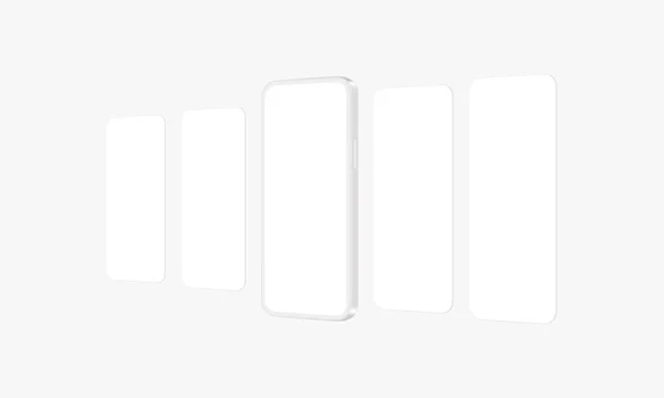 Clay Phone Mockup Com Telas Aplicativos Branco Vista Lateral Ilustração —  Vetores de Stock