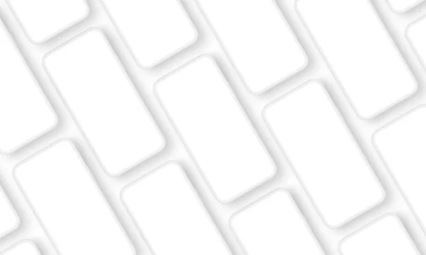 Clay Smartphone Uygulama Tasarım Sunumu için Beyaz Arkaplanda İzole Edilmiş Ekranlar. Vektör İllüstrasyonu