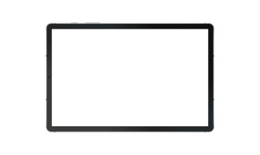 Siyah Tablet Bilgisayar, Boş Yatay Ekran, Ön Görünüm. Vektör illüstrasyonu