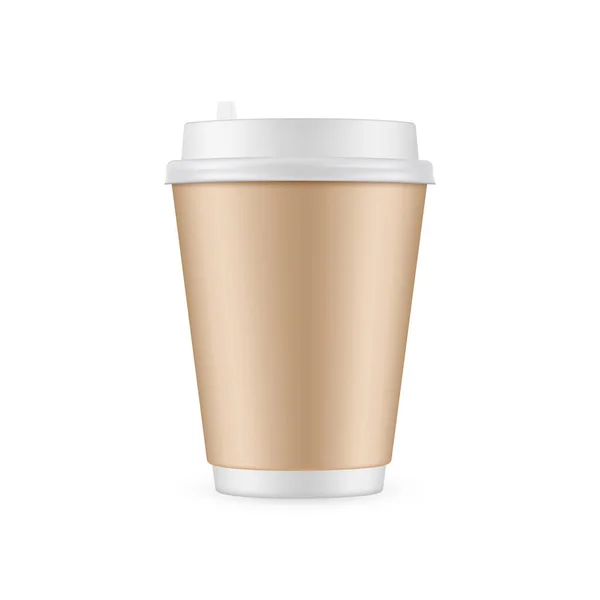 Cardboard Coffee Cup Mockup Isolated White Background Vector Illustration – stockvektor
