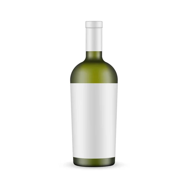 Green Glass Alcohol Beverage Bottle Mockup Label Isolated White Background — Stock Vector