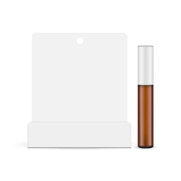 Amber Cosmetic Tube Mockup Paper Box Isolated White Background Front — стоковий вектор