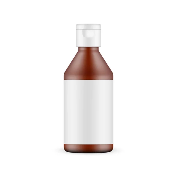 Amber Cosmetic Bottle Mockup Flip Top Cap Blank Label Izolowane — Wektor stockowy