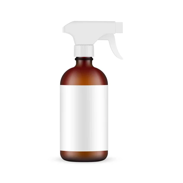 Amber Glass Semprot Botol Dengan Pemicu Sprayer Terisolasi White Background - Stok Vektor