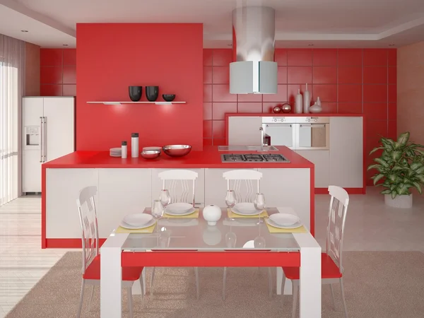 Interer cocina roja . — Foto de Stock