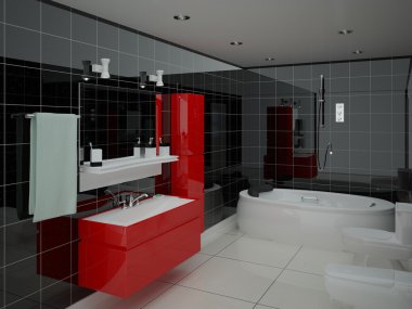 Modern geniş banyo.