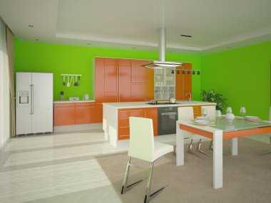 Interer modern konforlu mutfak.