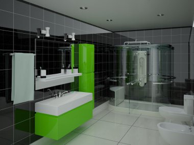 3D işleme modern banyo.