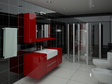 Çağdaş banyo duş ile.