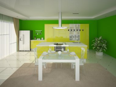 Yüksek teknoloji tarzı mutfak.