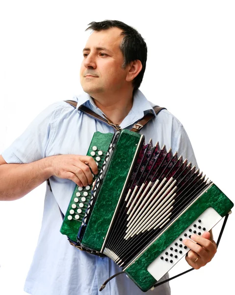 Ein Mann mit Ziehharmonika lizenzfreie Stockbilder