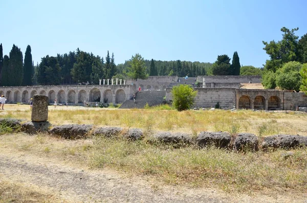 Ősi Romok Találhatók Egy Görög Szigeten Romok Egy Gyönyörű Tájon — Stock Fotó