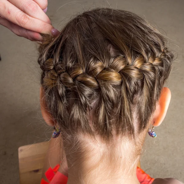 Weave girls braids — Stock Photo, Image