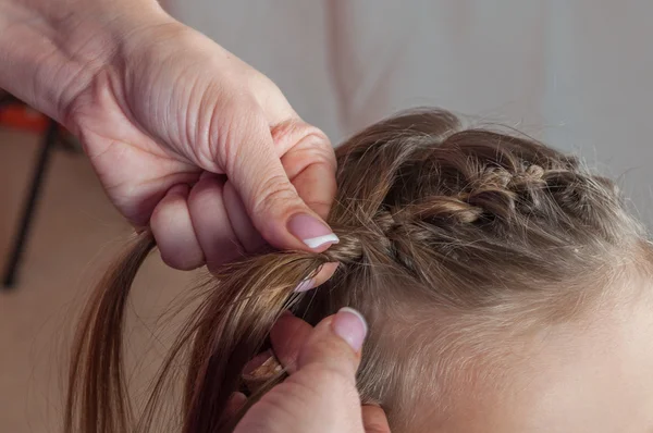 Weave girls braids — Stock Photo, Image