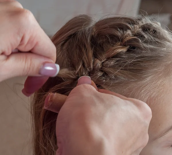 Weave girls braids — Stock Photo, Image