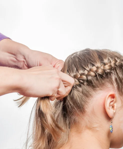 Weave girls braids — Stock Photo, Image