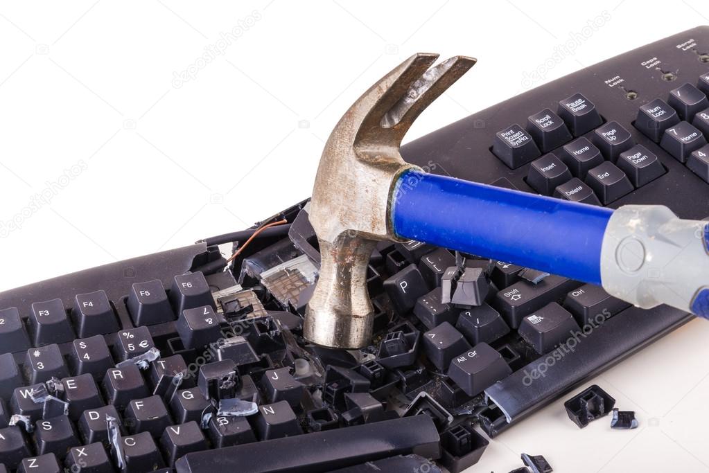 Smashed computer  keyboard