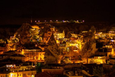 Cappadocia 'da gece vakti, Türkiye Kapadokya manzarası - Nevsehir - Urgup - Goreme