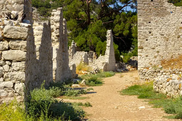 Olympos Gamla Stadsdel Skadade Stenbyggnader Historisk Plats Hellenistisk Romersk Bysantinsk — Stockfoto