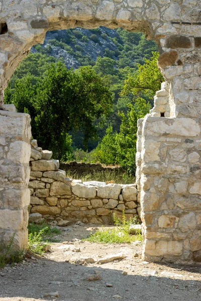 Олимпос Древних Поврежденных Каменных Зданий Историческое Место Эллинистический Римский Византийский — стоковое фото