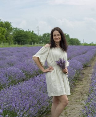 Gökyüzü, bulutlar ve muhteşem modelli lavanta tarlası