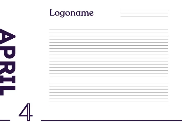 April Kalender Med Logo Skriveboksbakgrunn – stockvektor