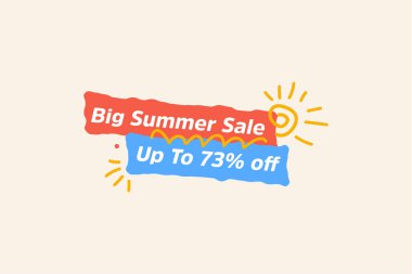 Özel yaz indirimi indirimi% 73, sezonluk alışveriş tanıtımı, vektör tasarımı    