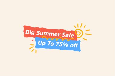 Özel yaz indirimi indirimi% 75, sezonluk alışveriş tanıtımı, vektör tasarımı    