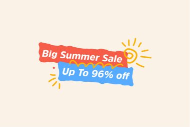 Special summer sale banner discount 96%, seasonal shopping promo advertisement , vector design   