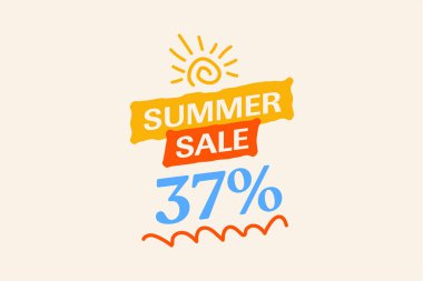 Özel yaz indirimi indirimi% 37, sezonluk alışveriş tanıtımı, vektör tasarımı    