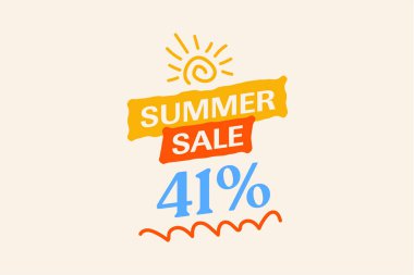 Özel yaz indirimi% 41 indirimi, sezonluk alışveriş tanıtımı, vektör tasarımı    