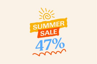 Özel yaz indirimi indirimi% 47, sezonluk alışveriş tanıtımı, vektör tasarımı    