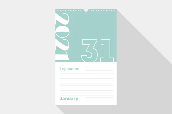 Enero Calendario 2021 Año Papel Portátil Con Logotipo Sobre Fondo — Vector de stock