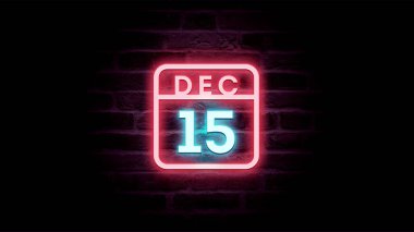 15 Aralık takviminde tuğla zemininde neon mavi ve kırmızı ışıklar 