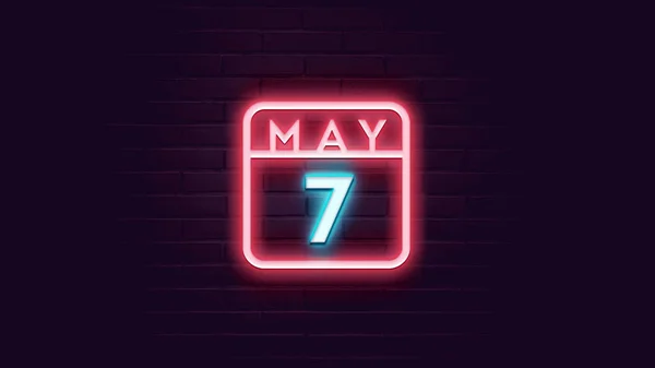 May Calendar Neon Blue Red Neon Lights Bricks Background — Stock Photo, Image