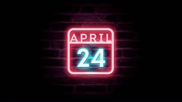 April Calendar Neon Blue Red Neon Lights Bricks Background — Stock Photo, Image