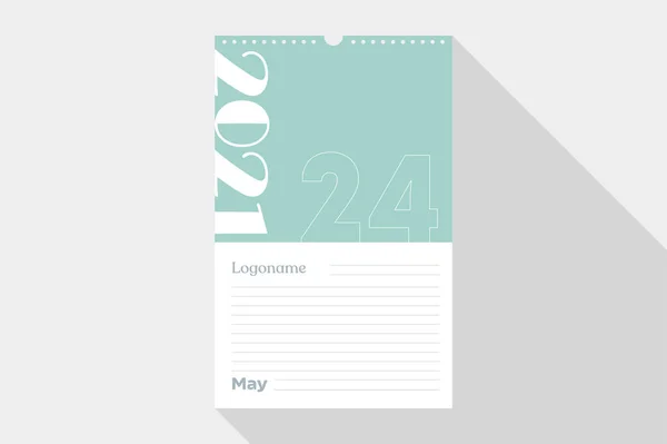 2021年5月24日カレンダー白と緑の背景にロゴ入りノートブックペーパー — ストックベクタ