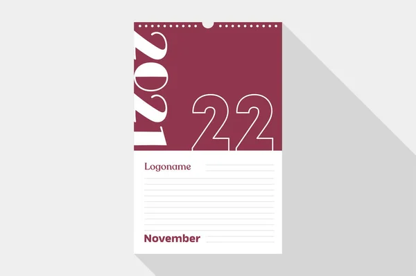 November Kalender 2021 Jahr Auf Notizbuch Papier Mit Logo Auf — Stockvektor