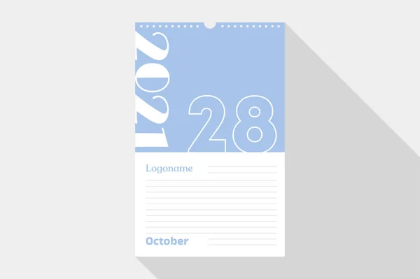 Octobre Calendrier 2021 Année Sur Papier Carnet Avec Logo Sur — Image vectorielle
