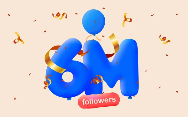 Bannière Avec Followers Merci Sous Forme Ballons Confettis Colorés Illustration — Image vectorielle
