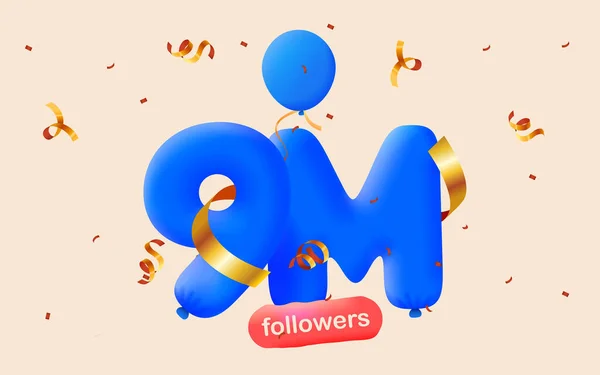 Bannière Avec Des Adeptes Merci Sous Forme Ballons Confettis Colorés — Image vectorielle