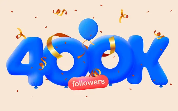 Bannière Avec 400K Followers Merci Sous Forme Ballons Confettis Colorés — Image vectorielle