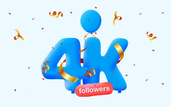 Banner Con Seguidores Gracias Forma Globos Confeti Colorido Ilustración Vectorial — Archivo Imágenes Vectoriales