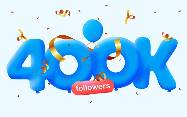 Bannière Avec 400K Followers Merci Sous Forme Ballons Confettis Colorés — Image vectorielle