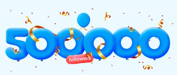 Bannière Avec 500K Followers Merci Sous Forme Ballons Confettis Colorés — Image vectorielle