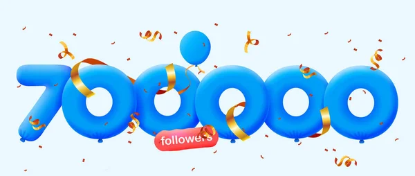 Banner Con 700K Seguidores Gracias Forma Globos Confeti Colorido Ilustración — Archivo Imágenes Vectoriales