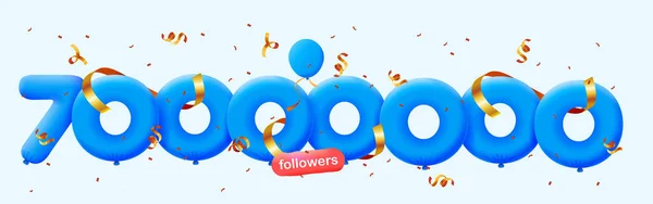 Bannière Avec 70M Followers Merci Sous Forme Ballons Confettis Colorés — Image vectorielle